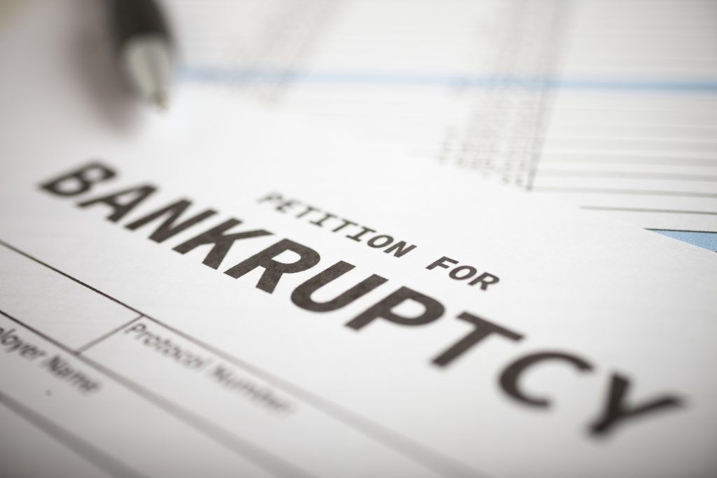 Close-up of blank petition for bankruptcy When Bankruptcy is Filed Before the DRO